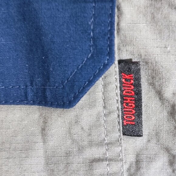 Tough Duck Work Wear Shirt men's size L grey and blue short sleeve durable - Picture 6 of 10